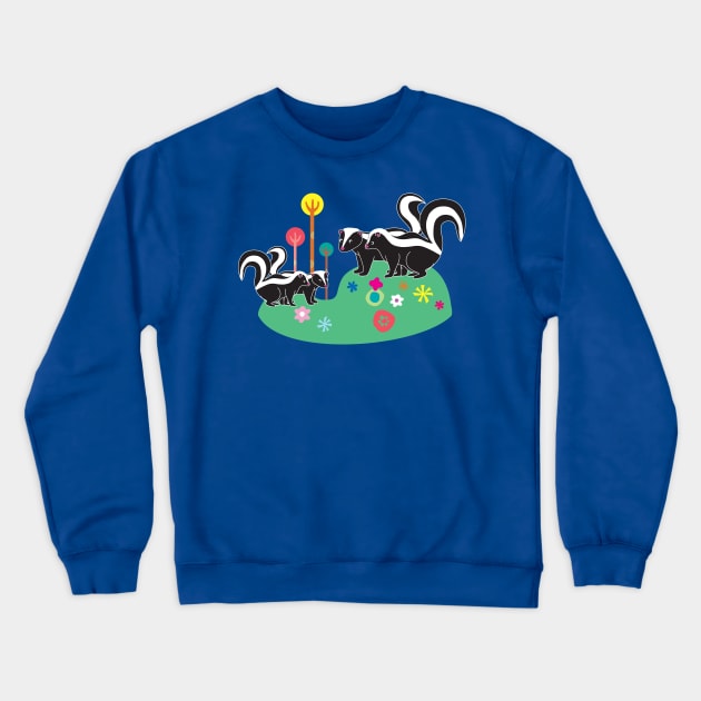 The Skunk Couples Crewneck Sweatshirt by littleoddforest